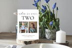 Printable wedding photo table number card template, When We Were Age childhood picture table numbers for wedding reception décor, editable Canva design