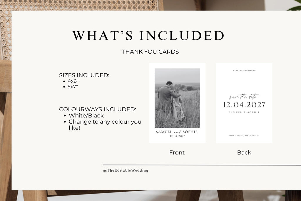 Modern Photo Save the Date Template: Minimalist Wedding Invitation (Canva Editable, Digital Download), MC25