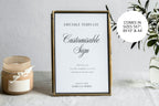 Editable wedding sign template showing multiple printable sizes, customizable wedding welcome sign Canva template, editable wedding signage, instant download wedding printable