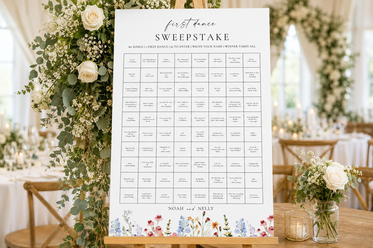 Editable Wedding Sweepstakes Sign Template, Printable Bridal Shower Sweepstakes Game Sign, Floral Wedding Reception Sweepstakes Poster, Instant Download Canva Template