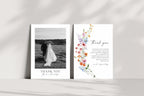 Wedding thank you card bundle with photo card and floral card, editable Canva wildflower thank you templates, printable boho chic stationery