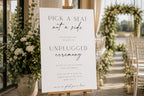 Unplugged ceremony wedding sign template displayed at ceremony entrance, pick a seat not a side wedding seating sign, editable Canva wedding signage, modern minimalist wedding decor printable, A1 ceremony welcome sign