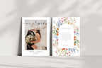 Minimalist wildflower wedding announcement template, editable we eloped photo card Canva template, floral wedding announcement printable, modern botanical wedding stationery, instant download wedding card bundle