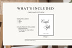 What’s included page showing Cards and Gifts sign template sizes 5x7, 8x10 and A4, editable Canva wedding signage pack for reception decor.