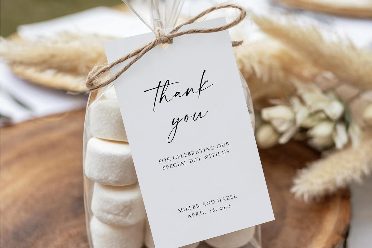 Minimalist Wedding Favor Tag Template: Editable Thank You Label (Instant Download), MC25
