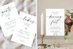 editable minimalist canva wedding signage – matching ladies and gents restroom signs and dancing feet flip-flop sign, modern printable wedding reception decor template