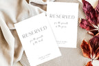 Reserved Wedding Seat Sign Printable, Elegant Minimalist Reserved Chair Cards, Editable Canva Wedding Ceremony Reserved Seating Template