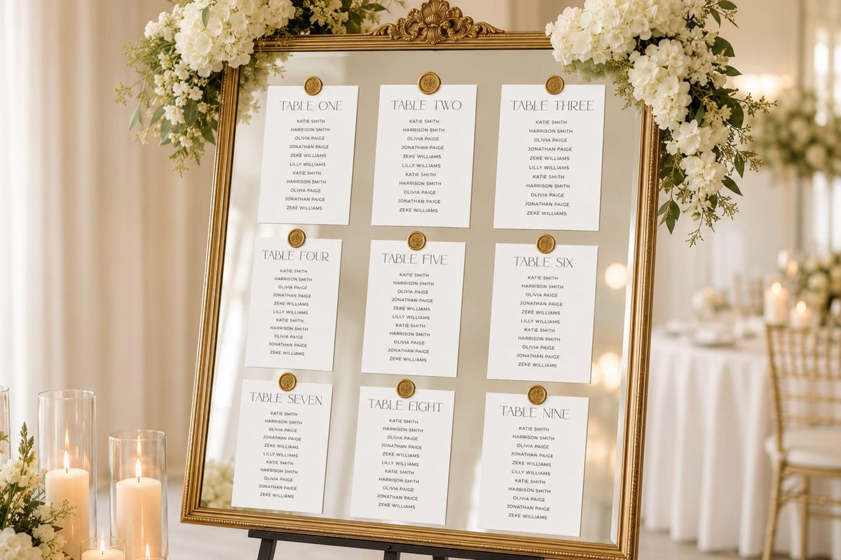 Wedding seating chart template Canva, editable seating plan sign, wedding table seating display, printable seating chart poster, elegant wedding reception signage