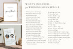 What’s included in the 70 wedding signs bundle – modern minimalist printable Canva templates for bar, guestbook, seating, and more.