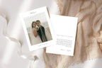 Editable wedding thank you card template with photo, minimalist beige linen flatlay, printable Canva thank you card, modern elegant wedding stationery, instant download