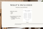 What’s included page for wedding vows printable – shows editable Canva vow template sizes and details for our vows wall art digital download.