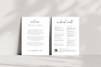 Minimalist wedding itinerary card set mockup, editable Canva wedding timeline template, modern black and white wedding schedule card, 5x7 printable wedding stationery bundle