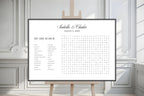 Wedding Word Search Printable Sign, Sip and Search Wedding Reception Game, Editable Canva Wedding Activity Poster, Minimalist Black and White Wedding Sign, Instant Download