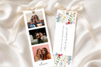 Editable bridesmaid proposal bookmark template with photo strip, floral bridesmaid gift printable, Canva wedding party proposal keepsake