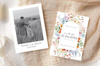 Minimal wedding Save the Date photo card with couple image, editable Canva template for printable wedding stationery, modern black and white design