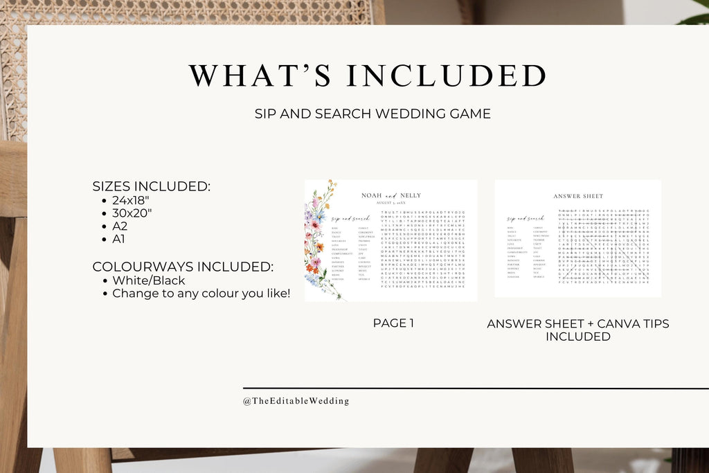 Wedding Seating Chart Template Bundle Includes A1 A2 A3 24x36 Sizes, Editable Wildflower Canva Template, Printable Floral Wedding Seating Plan Instant Download