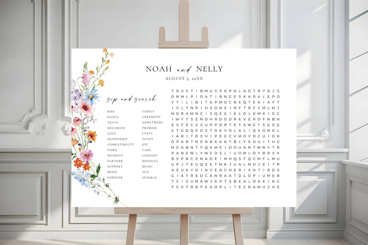 Modern Wildflower Wedding Seating Chart Printable, Editable Floral Seating Plan Sign, Botanical Wedding Reception Decor, Canva Wedding Sign Instant Download