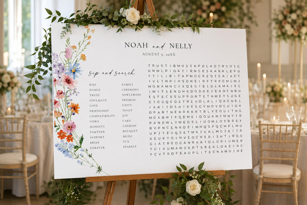 Editable Wildflower Wedding Seating Chart Template, Floral Wedding Seating Plan Sign, Printable Wedding Seating Chart, Colorful Botanical Wedding Reception Sign, Canva Template
