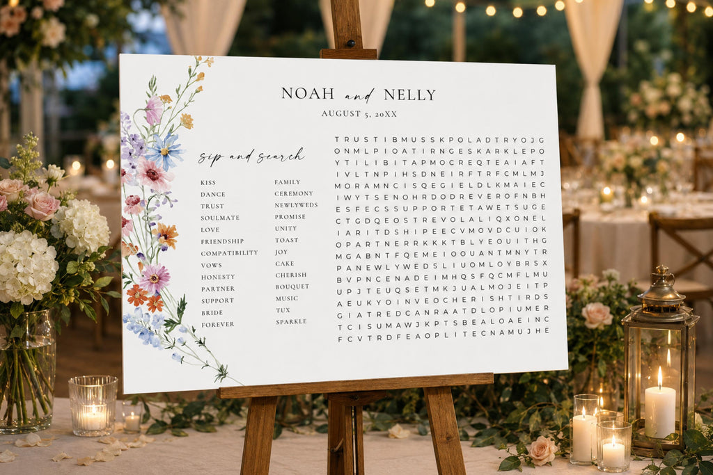 Wildflower Wedding Seating Chart Sign Template Displayed at Reception, Editable Floral Seating Plan, Printable Wedding Welcome Decor, Canva Wedding Seating Chart