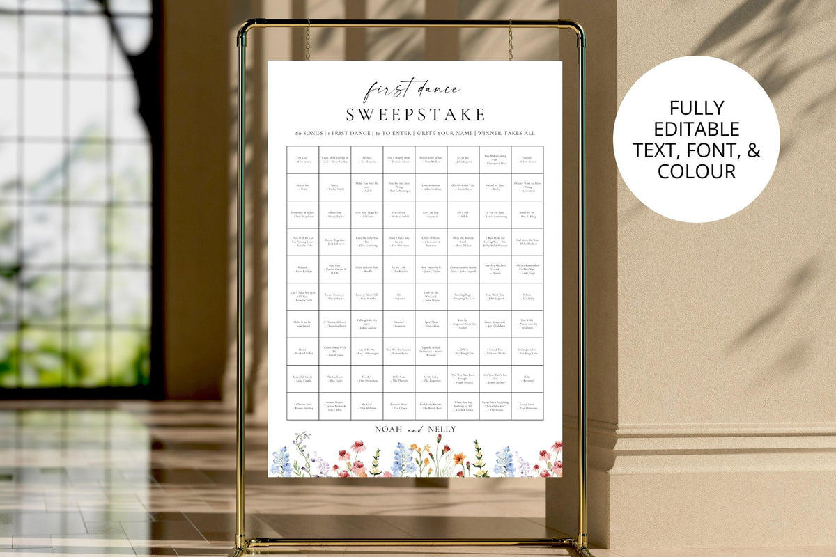 Editable Wedding Sweepstakes Template, Fully Editable Canva Wedding Reception Sweepstakes Sign, Printable Wedding Game Poster, Multiple Sizes Included